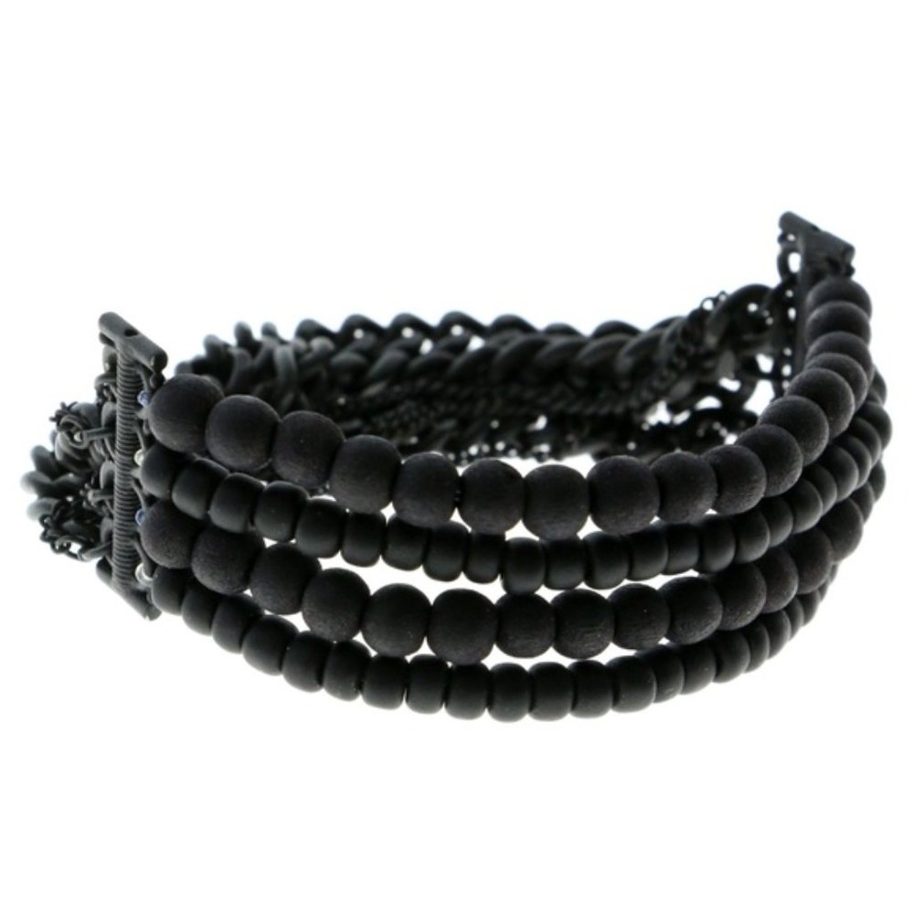Lane Bryant black bead and chain stretch bracelet - Picture 4 of 6